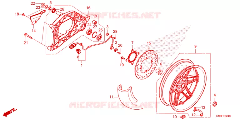 ACHTER WIEL/ZWAAI-ARM Honda SCOOTER 350 FORZA 2023  NSS350AP
