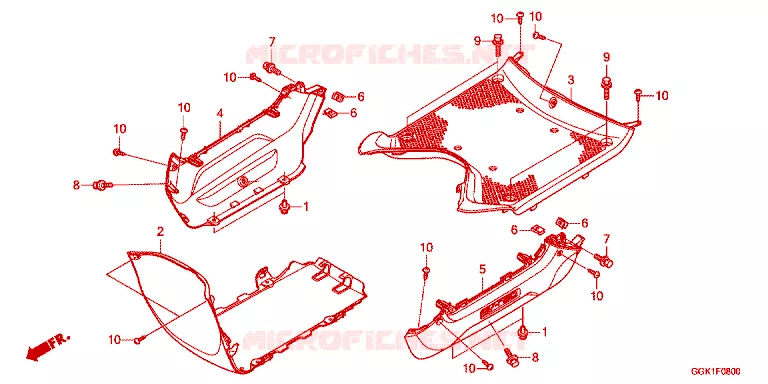 ZIJDE ROK/MIDDEN AFDEKKING Honda SCOOTER electric EV-NEO 2012  EVC50PROB
