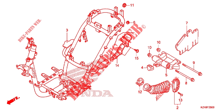 FRAME CHASSIS voor Honda SCV 110 DIO, TYPE 2ID 2014