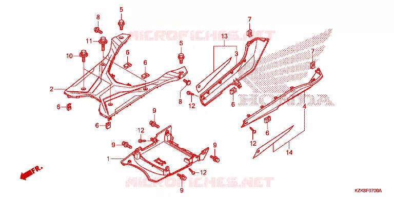 ZIJDE ROK/MIDDEN AFDEKKING Honda SCOOTER 110 DIO 2018  SCV110FBH