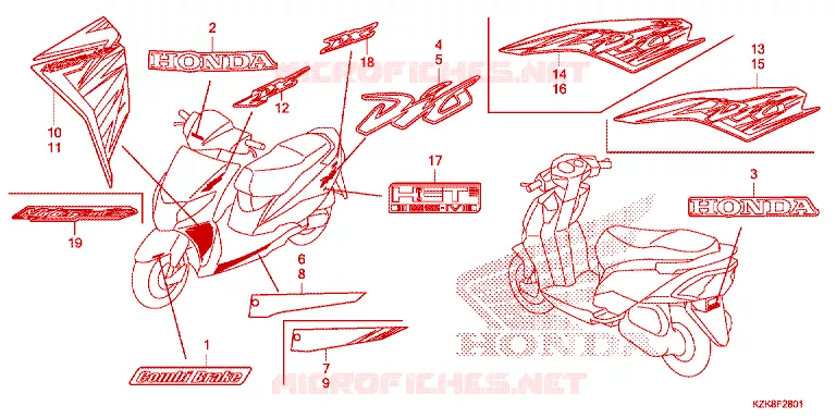EMBLEEM/STREEP Honda SCOOTER 110 DIO 2019  SCV110FBK