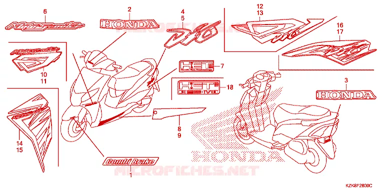 EMBLEEM/STREEP Honda SCOOTER 110 DIO 2013  SCV110FD