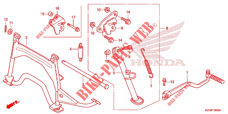 KICKSTARTER ARM/STANDAARD voor Honda SCV 110 DIO, TYPE 3ID 2015