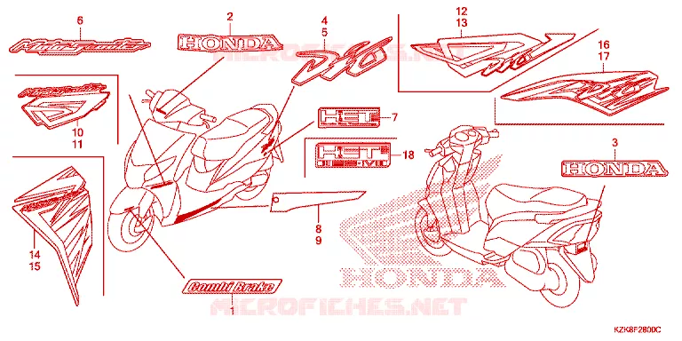 EMBLEEM/STREEP Honda SCOOTER 110 DIO 2018  SCV110FH