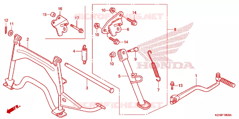 KICKSTARTER ARM/STANDAARD Honda SCOOTER 110 DIO 2017  SCV110FH