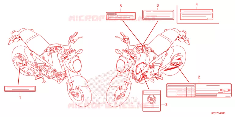 WAARSCHUWINGSLABEL Honda MOTO 125 MSX 2023  MSX125AP