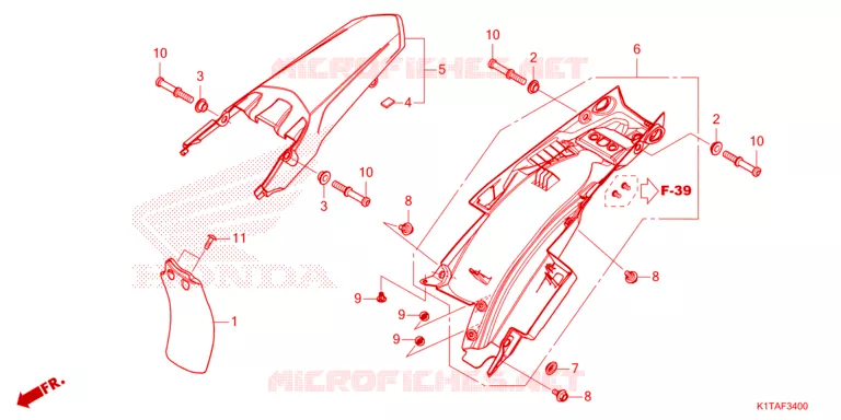 ACHTERSPATBORD  Honda MOTO 300 CRF 2024  CRF300LRP