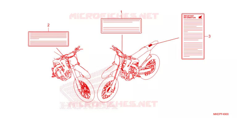 WAARSCHUWINGSLABEL Honda MOTO 450 CRF 2024  CRF450RWER