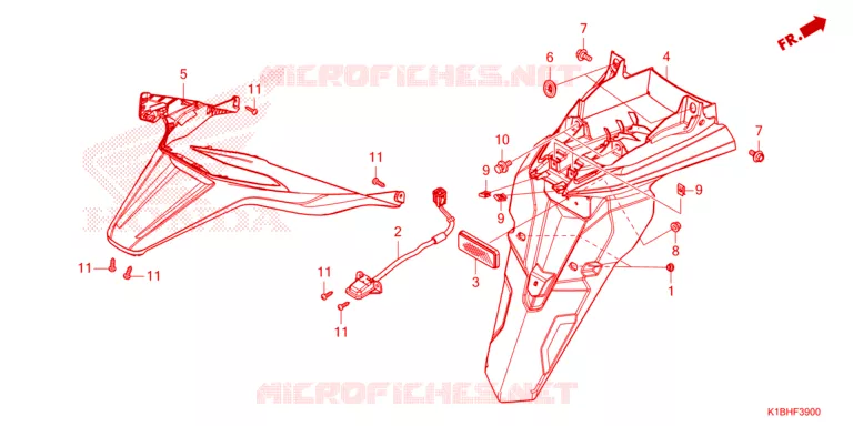 ACHTERSPATBORD / KENTEKEN VERLICHTING Honda SCOOTER 350 FORZA 2023  NSS350AP