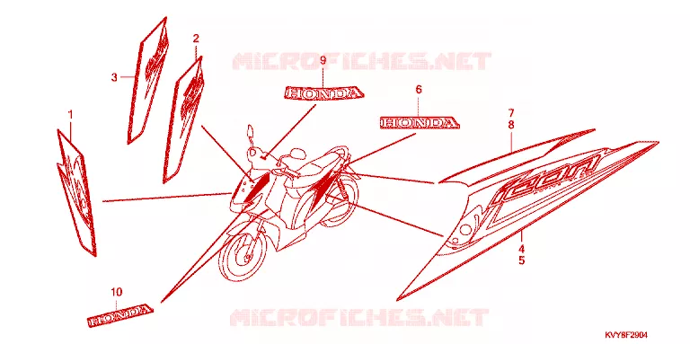 EMBLEEM/STREEP Honda SCOOTER 110 ICON 2009  ANC110CST9