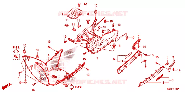 ZIJDE ROK/MIDDEN AFDEKKING Honda SCOOTER 110 SCOOPY 2020  ACF110CBTL
