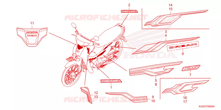 EMBLEEM/STREEP Honda MOTO 110 DREAM 2023  AND125MDP