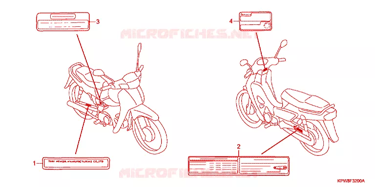 WAARSCHUWINGSLABEL Honda MOTO 125 DREAM 2011  AND125MDA