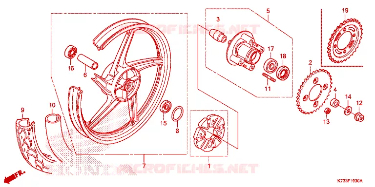 ACHTER WIEL Honda MOTO 125 WAVE 2020  AFS125CSFL