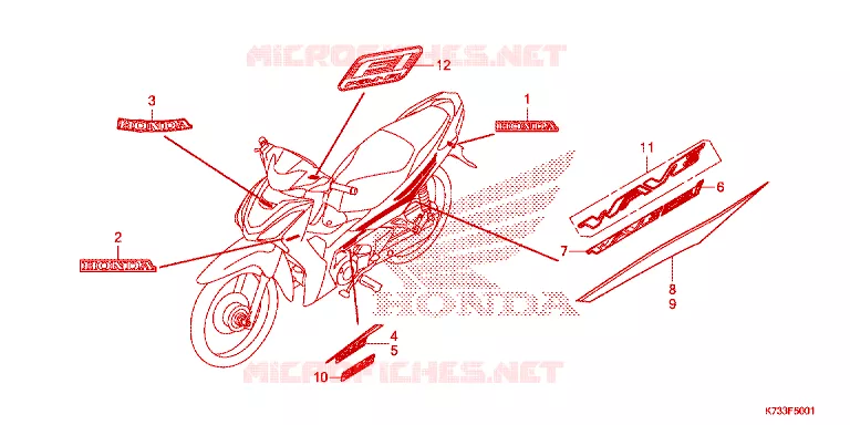 EMBLEEM/STREEP Honda MOTO 125 WAVE 2020  AFS125MSFL