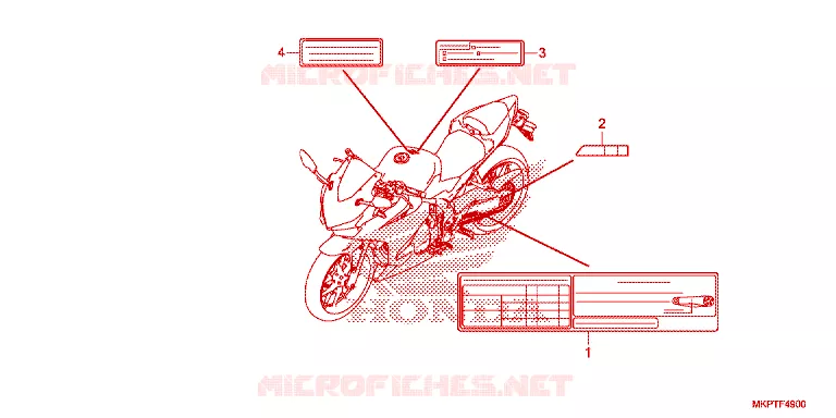 WAARSCHUWINGSLABEL Honda MOTO 500 CBR 2021  CBR500RAM