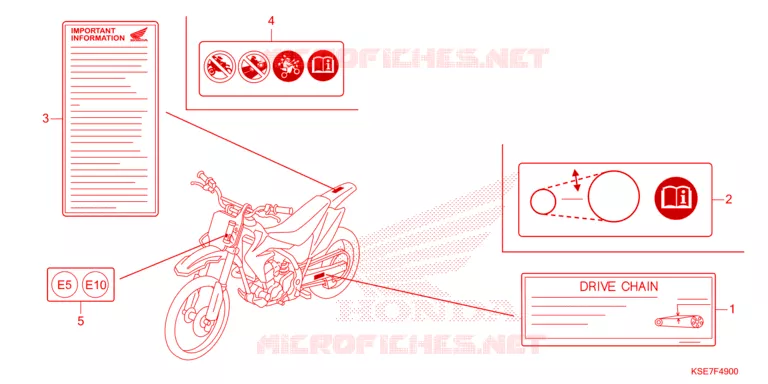 WAARSCHUWINGSLABEL Honda MOTO 150 CRF 2023  CRF150RBP