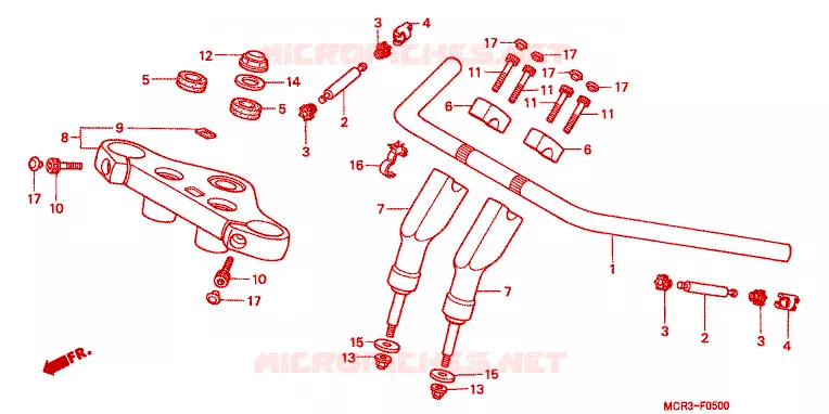 HENDEL PIJP/BOVENSTE BRUG/ STURING STANG Honda MOTO 750 VT 2002  VT750DC2