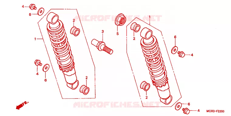ACHTER SCHOKBREKER Honda MOTO 750 VT 2001  VT750DC1