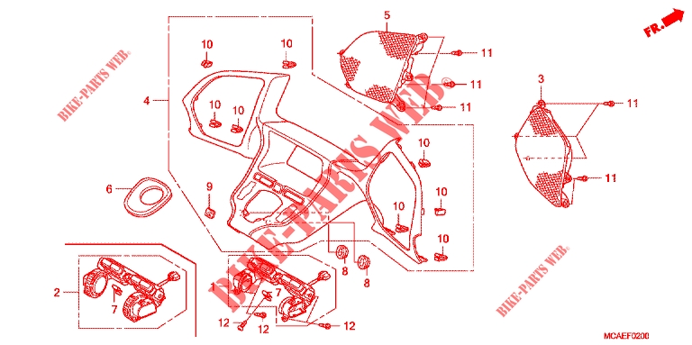 ALUMINIUMKLEURIG INSTRUMENTEN PANEEL voor Honda GL 1800 GOLD WING ABS AIRBAG PRETO 2014