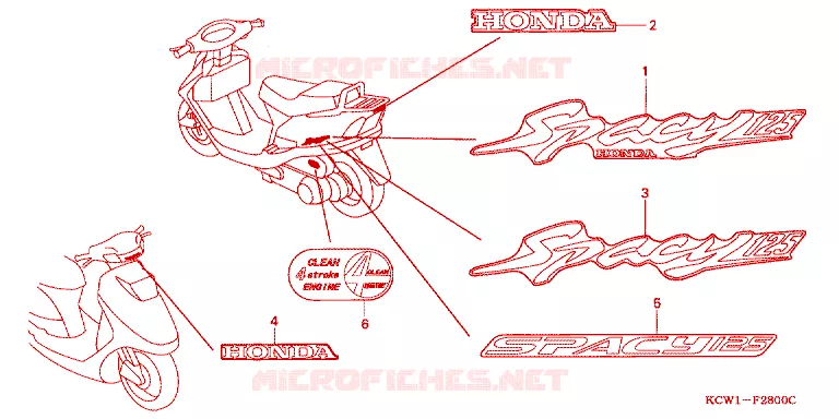 EMBLEEM/STREEP Honda SCOOTER 125 SPACY 1996  CHA125S