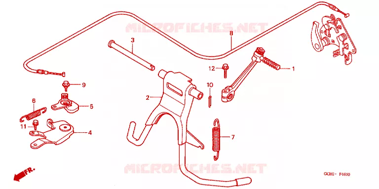 HOOFD STANDAARD/ KICKSTARTER ARM Honda SCOOTER 50 DIO 1997  SK50V_II