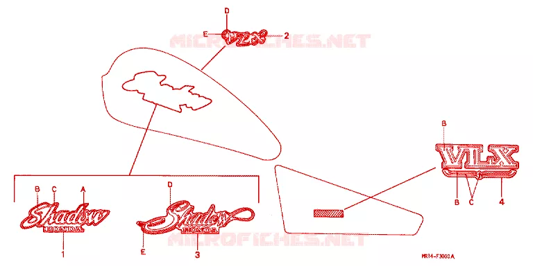 EMBLEEM/STREEP Honda MOTO 600 SHADOW 1988  VT600CJ