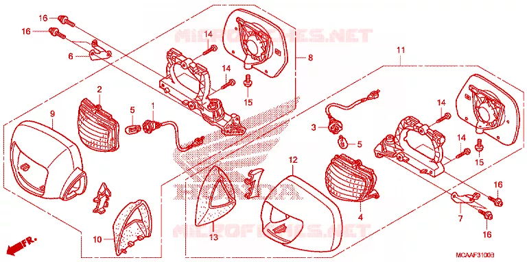 KNIPPERLICHT/SPIEGEL Honda MOTO 1800 GOLD-WING 2007  GL18007