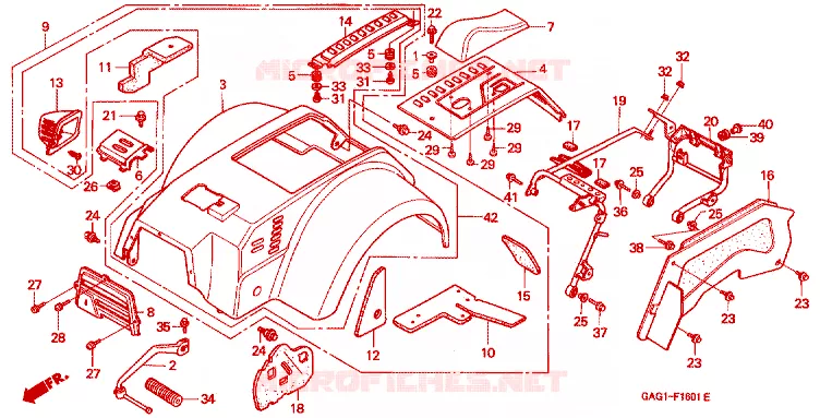 ACHTERSPATBORD  Honda SCOOTER 50 GYRO 2004  TC504_W