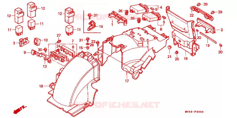 ACHTERSPATBORD  Honda MOTO 1500 GOLD-WING 1993  GL1500AP