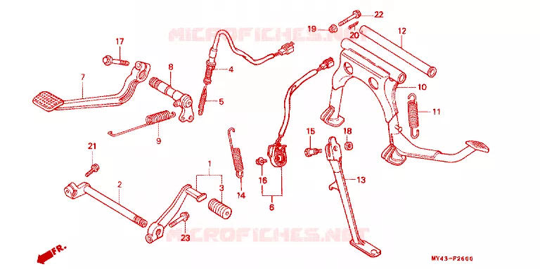 HOOFD STANDAARD/REMPEDAAL Honda MOTO 1500 GOLD-WING 1993  GL1500AP