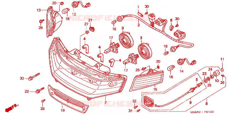 KOPLAMP Honda MOTO 1500 GOLD-WING 1998  GL1500SEW