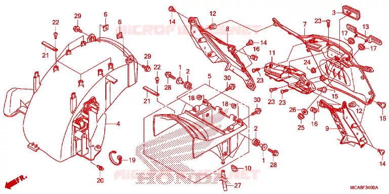 ACHTERSPATBORD  Honda MOTO 1800 GOLD-WING 2012  GL1800C