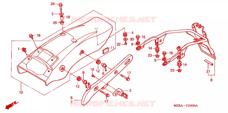 ACHTERSPATBORD  Honda MOTO 600 SHADOW 2003  VT600CD3