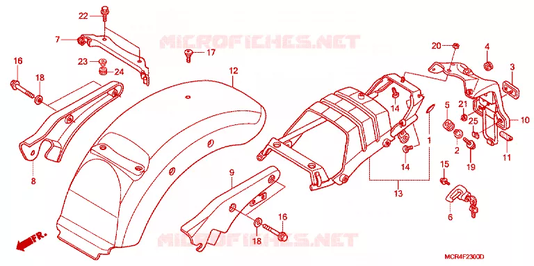 ACHTERSPATBORD  Honda MOTO 750 SHADOW 2003  VT750DCB3