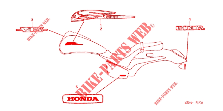EMBLEEM/STREEP voor Honda VTX 1300 C 2004