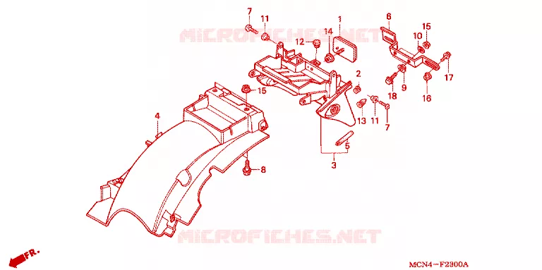 ACHTERSPATBORD  Honda MOTO 750 CB 2000  CB750Y