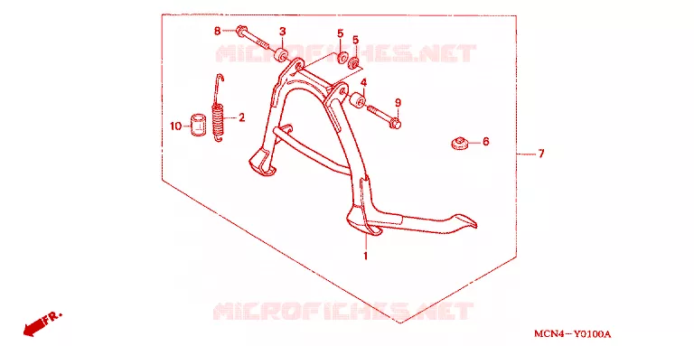HOOFD STANDAARD/REMPEDAAL Honda MOTO 750 CB 2000  CB750Y