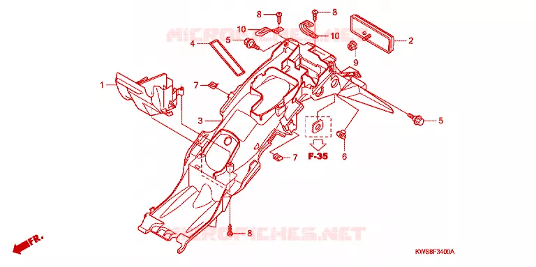 ACHTERSPATBORD  Honda MOTO 110 CB 2015  CBF110E