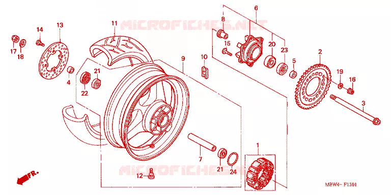 ACHTER WIEL Honda MOTO 600 CBR 2003  CBR600F43