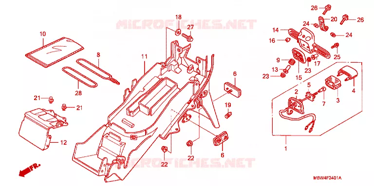 ACHTERSPATBORD  Honda MOTO 600 CBR 2003  CBR600F43
