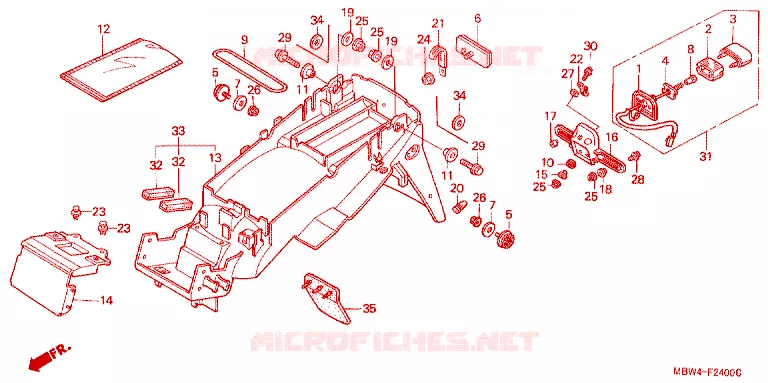 ACHTERSPATBORD  Honda MOTO 600 CBR 2000  CBR600F4Y
