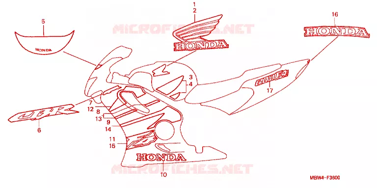 STICKERS Honda MOTO 600 CBR 2000  CBR600F4Y