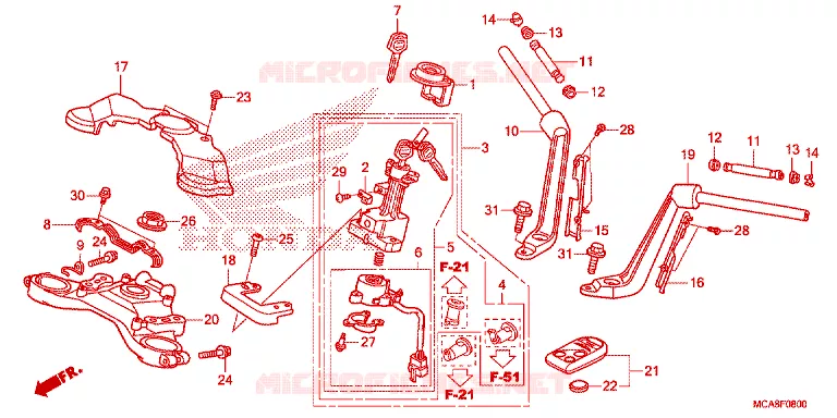 HENDEL PIJP/BOVENSTE BRUG/ STURING STANG Honda MOTO 1800 GOLD-WING 2013  GL1800D