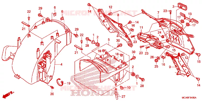ACHTERSPATBORD  Honda MOTO 1800 GOLD-WING 2013  GL1800D