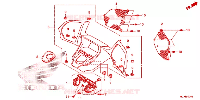 ALUMINIUMKLEURIG INSTRUMENTEN-PANEEL Honda MOTO 1800 GOLD-WING 2013  GL1800D