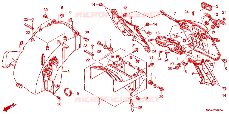 ACHTERSPATBORD  Honda MOTO 1800 GOLD-WING 2014  GL1800E