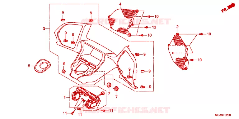 ALUMINIUMKLEURIG INSTRUMENTEN-PANEEL Honda MOTO 1800 GOLD-WING 2014  GL1800E
