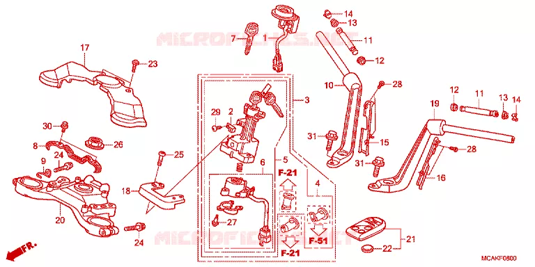 HENDEL PIJP/BOVENSTE BRUG/ STURING STANG Honda MOTO 1800 GOLD-WING 2015  GL1800F