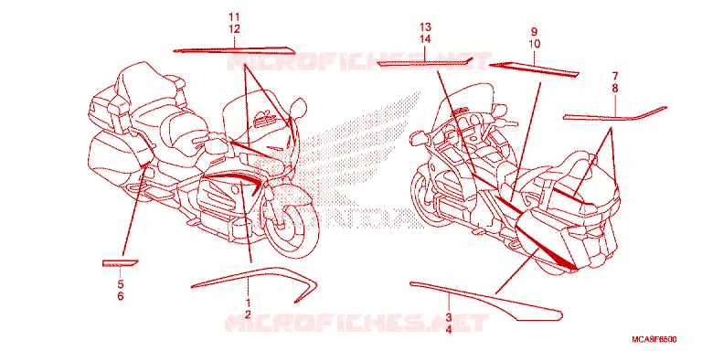STICKERS Honda MOTO 1800 GOLD-WING 2015  GL1800F